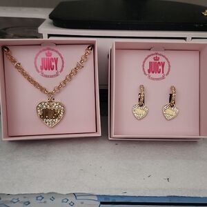 Juicy Couture Gold Heart Necklace and Earrings